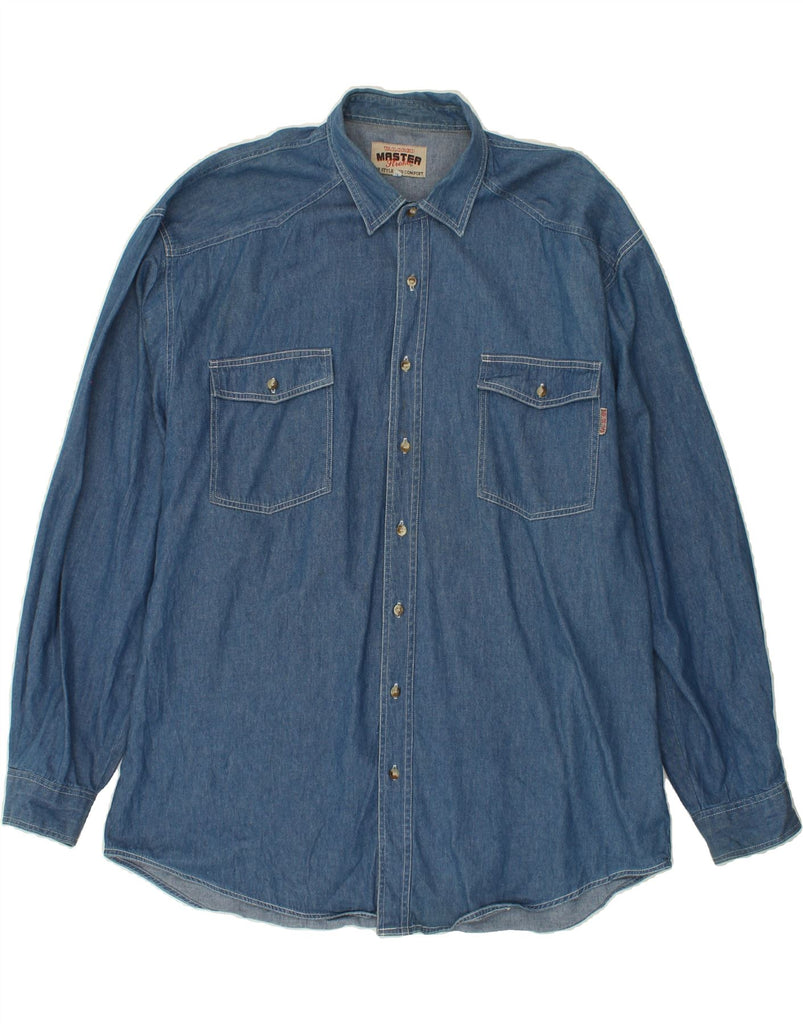 VINTAGE Mens Denim Shirt 2XL Blue Cotton Vintage Vintage and Second-Hand Vintage from Messina Hembry 