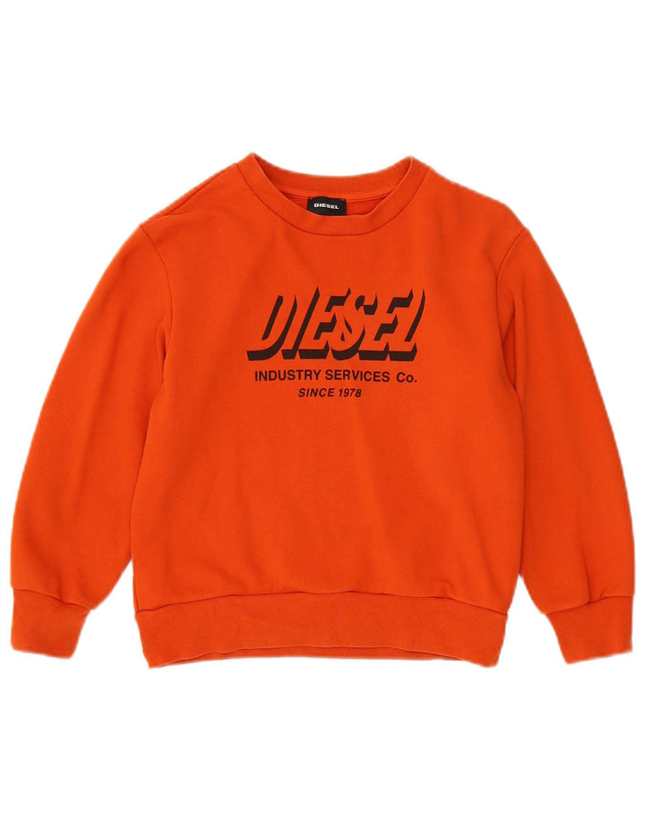 Diesel Boys Graphic Sweatshirt Jumper 7-8 Years Orange Cotton