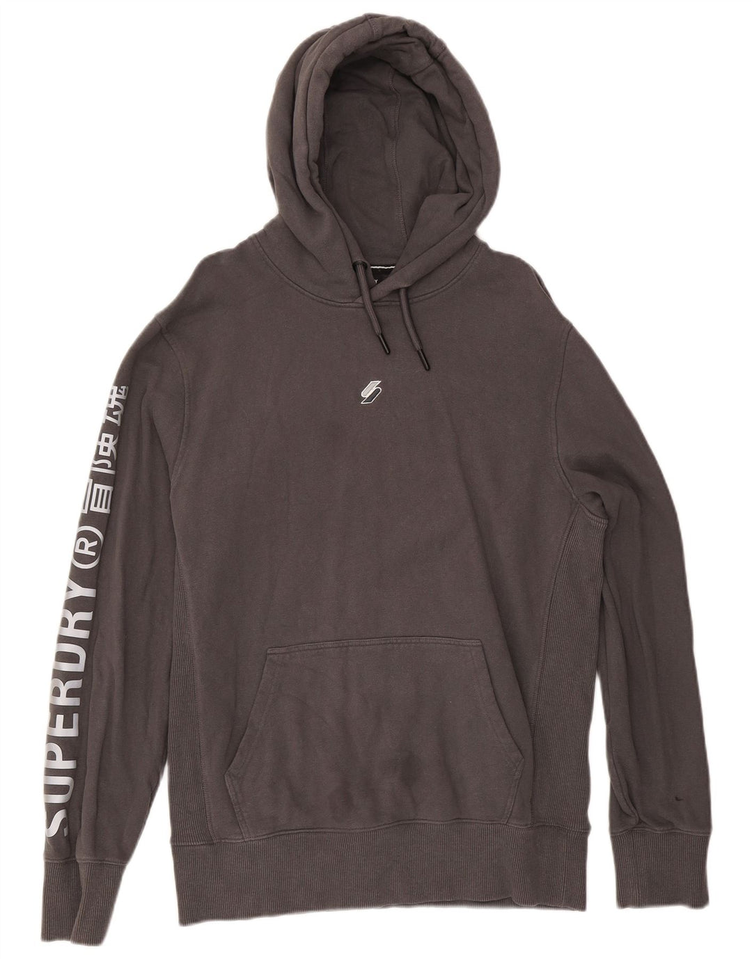 Superdry Mens Graphic Hoodie Jumper Large Grey Cotton