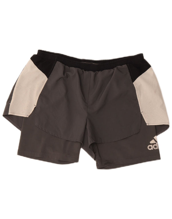 Adidas Womens Aeroready Sport Shorts UK 16/18 Large Grey Colourblock