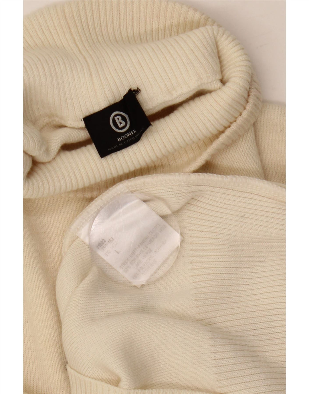 BOGNER Womens Turtle Neck Jumper Sweater UK 16 Large Beige Paisley Wool