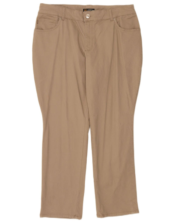 Lee Womens Mid Rise Straight Casual Trousers US 18 2XL W36 L30 Beige