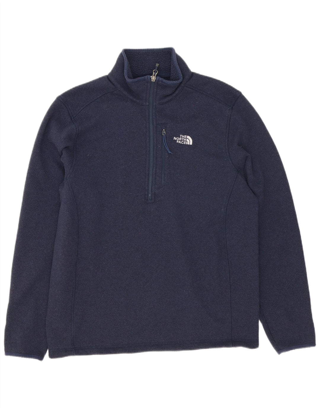 The North Face Mens Zip Neck Jumper Sweater Medium Navy Blue Polyester