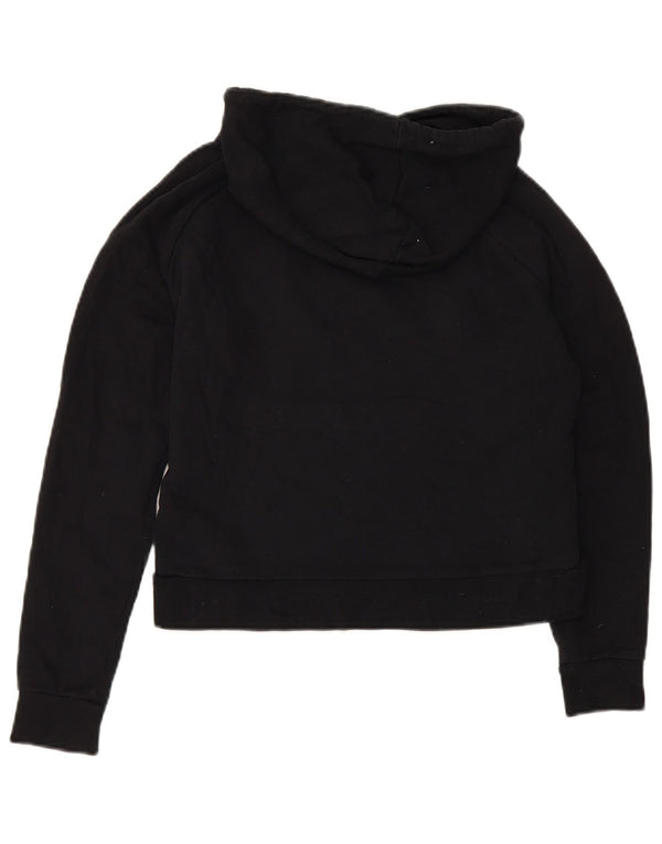 Trussardi Jeans Womens Oversized Crop Graphic Hoodie Jumper UK 6 XS Black