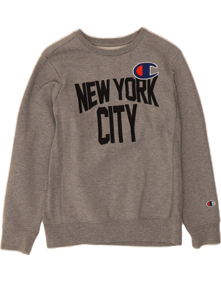 CHAMPION Boys New York City Sweatshirt Jumper 9-10 Years Medium Grey Vintage Champion and Second-Hand Champion from Messina Hembry 