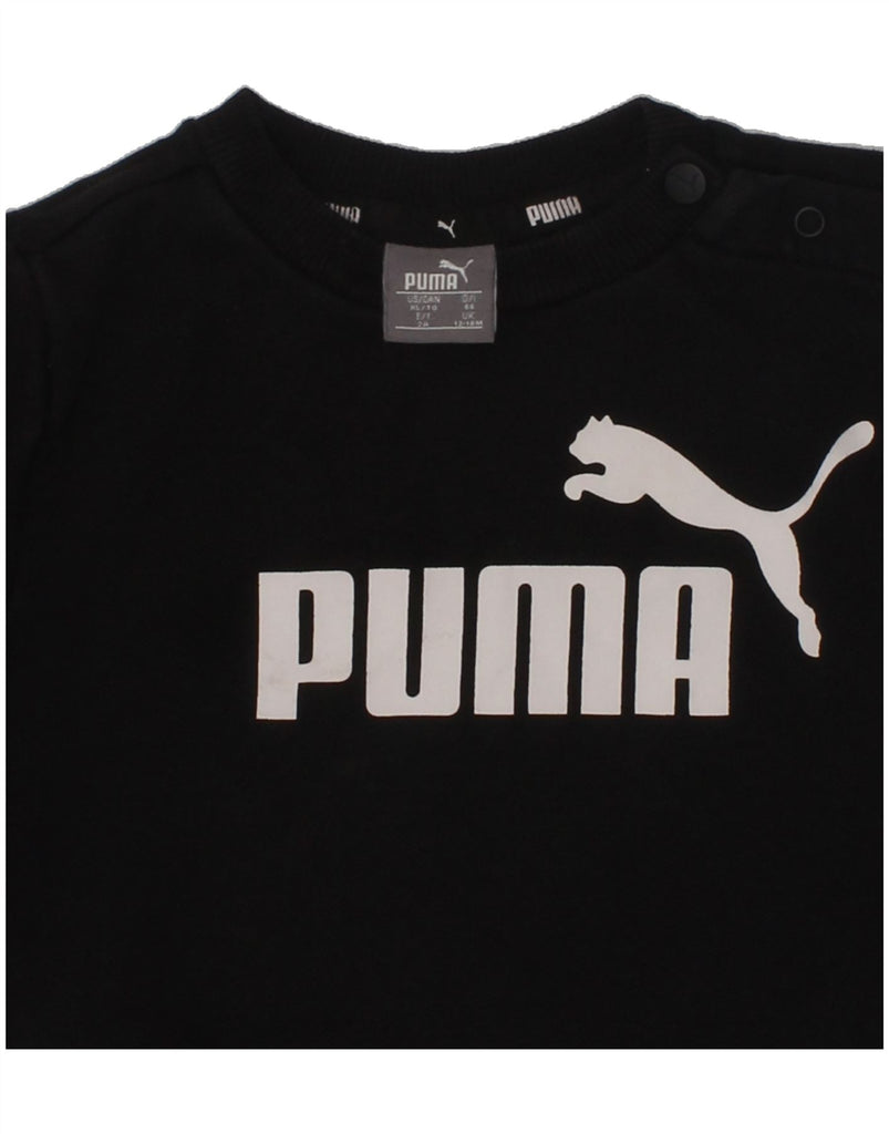 PUMA Baby Boys Graphic Sweatshirt Jumper 12-18 Months Black Cotton | Vintage Puma | Thrift | Second-Hand Puma | Used Clothing | Messina Hembry 