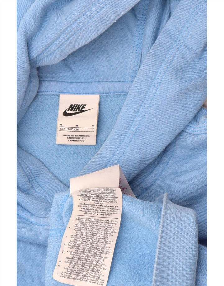 Nike Boys Hoodie Jumper 10-11 Years Medium Blue Cotton