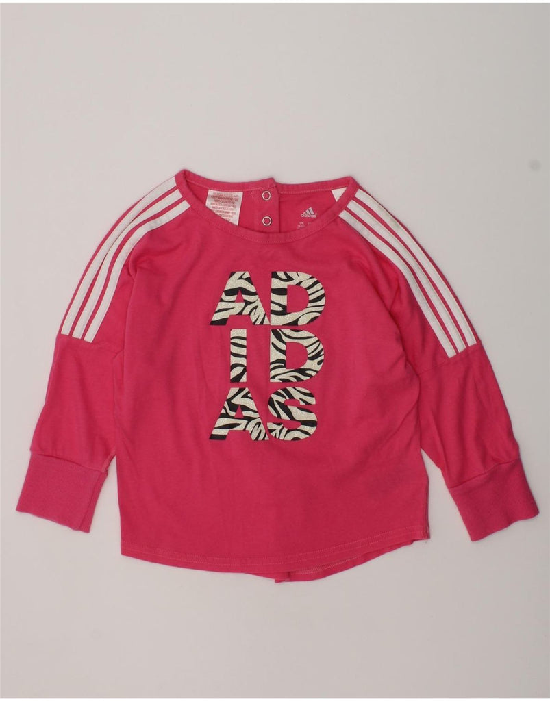 ADIDAS Baby Girls Graphic Top Long Sleeve 18-24 Months Pink Cotton | Vintage Adidas | Thrift | Second-Hand Adidas | Used Clothing | Messina Hembry 