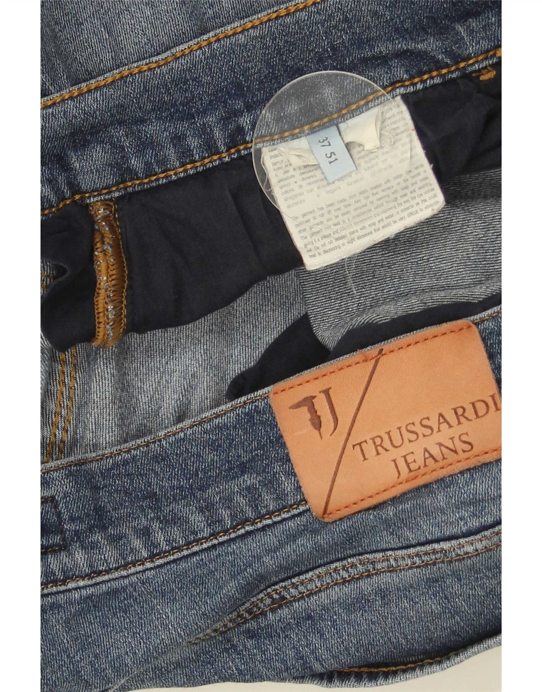 Trussardi Mens Distressed Cropped Jeans IT 51 Large W37 L26 Blue