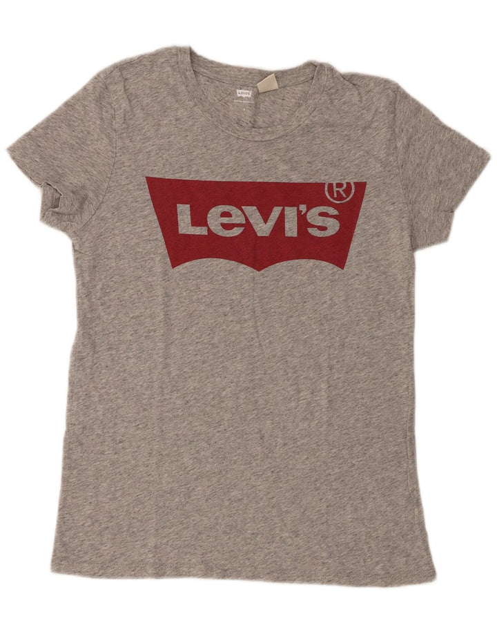 Levi's Womens Graphic T-Shirt Top UK 10 Small Grey Flecked