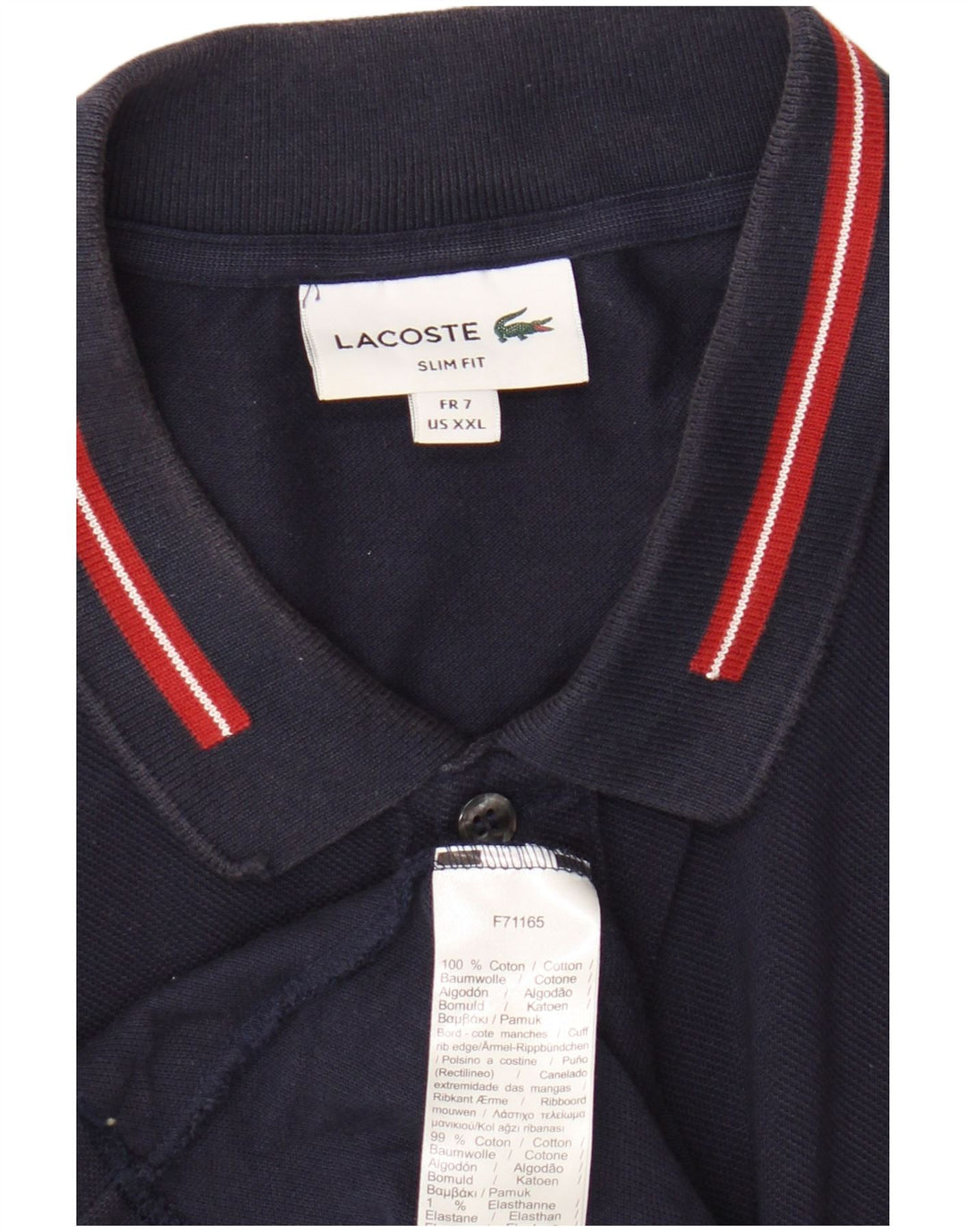 Lacoste Mens Polo Shirt Size 7 2XL Navy Blue Cotton
