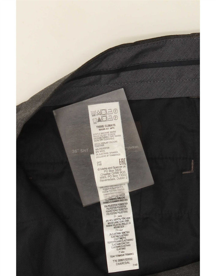Marks & Spencer Mens Regular Fit Suit Trousers W36 L29 Grey Polyester