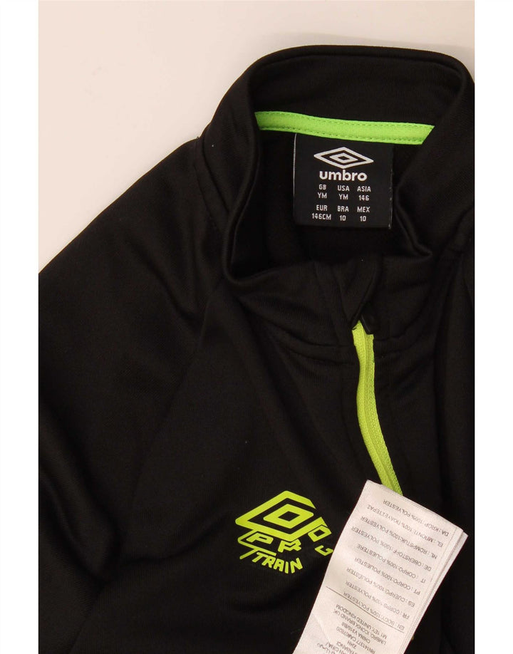 Umbro Boys Zip Neck Top Long Sleeve 9-10 Years Medium Black Colourblock