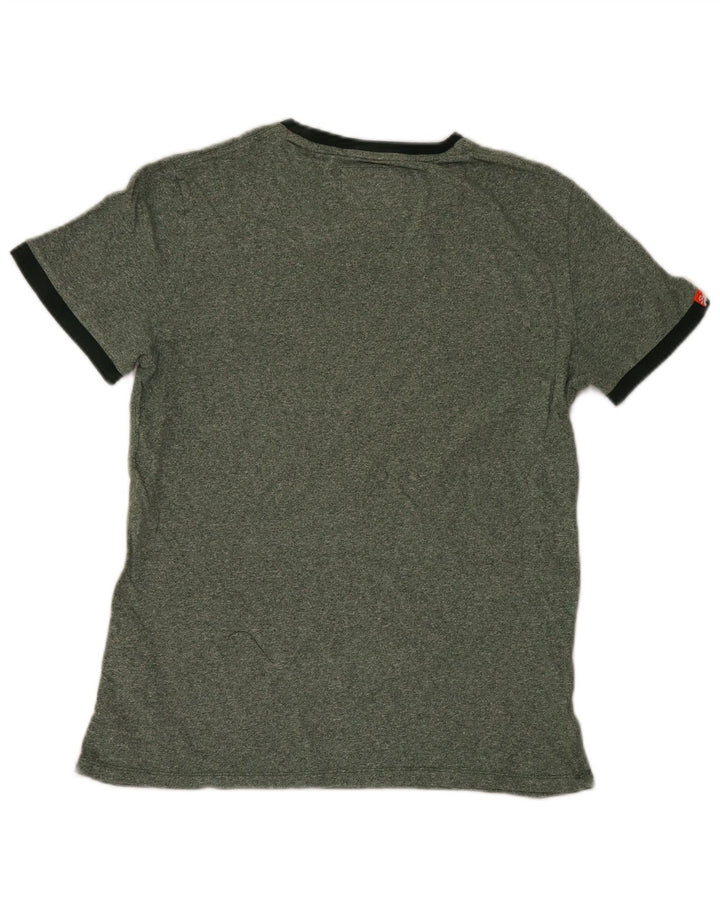 Superdry Mens T-Shirt Top Large Green Flecked Cotton