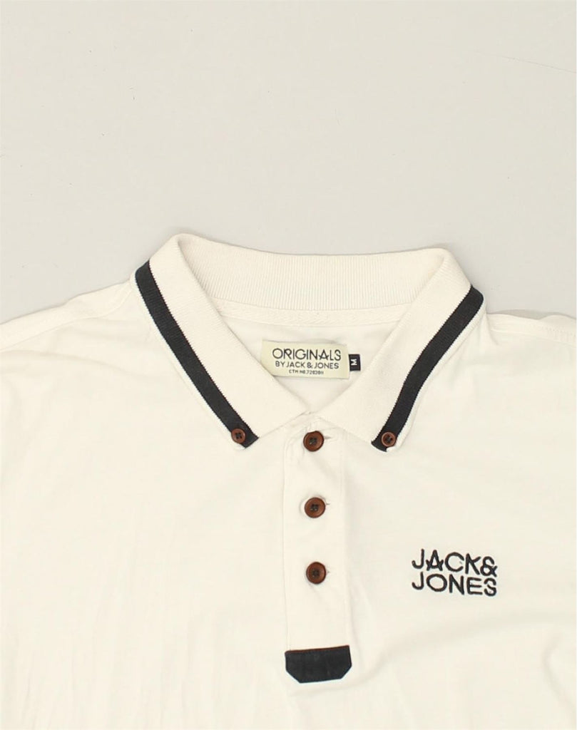 JACK & JONES Mens Polo Shirt Medium White Cotton | Vintage Jack & Jones | Thrift | Second-Hand Jack & Jones | Used Clothing | Messina Hembry 