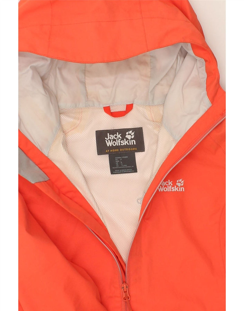 JACK WOLFSKIN Womens Hooded Rain Jacket UK 12 Medium  Orange Polyester | Vintage Jack Wolfskin | Thrift | Second-Hand Jack Wolfskin | Used Clothing | Messina Hembry 