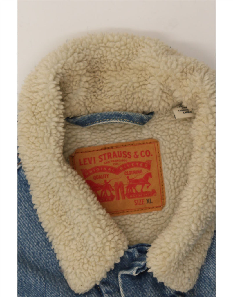 LEVI'S Mens Denim Sherpa Jacket UK 42 XL Blue Cotton Vintage Levi's and Second-Hand Levi's from Messina Hembry 