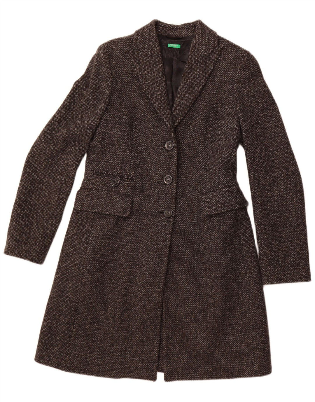 Benetton Womens Overcoat IT 42 Medium Grey Wool