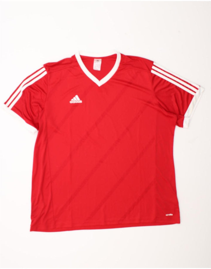 Adidas Mens Climalite T-Shirt Top 3XL Red Colourblock Polyester