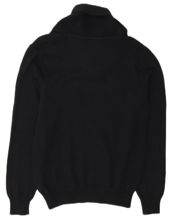 Marks & Spencer Mens Shawl Neck Jumper Sweater Medium Black Cotton