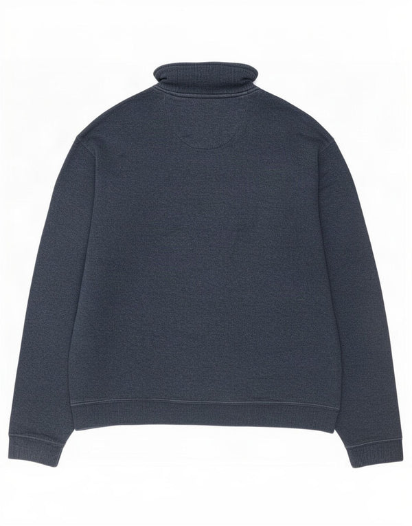 Izod Mens Zip Neck Sweatshirt Jumper Medium Navy Blue Flecked Cotton