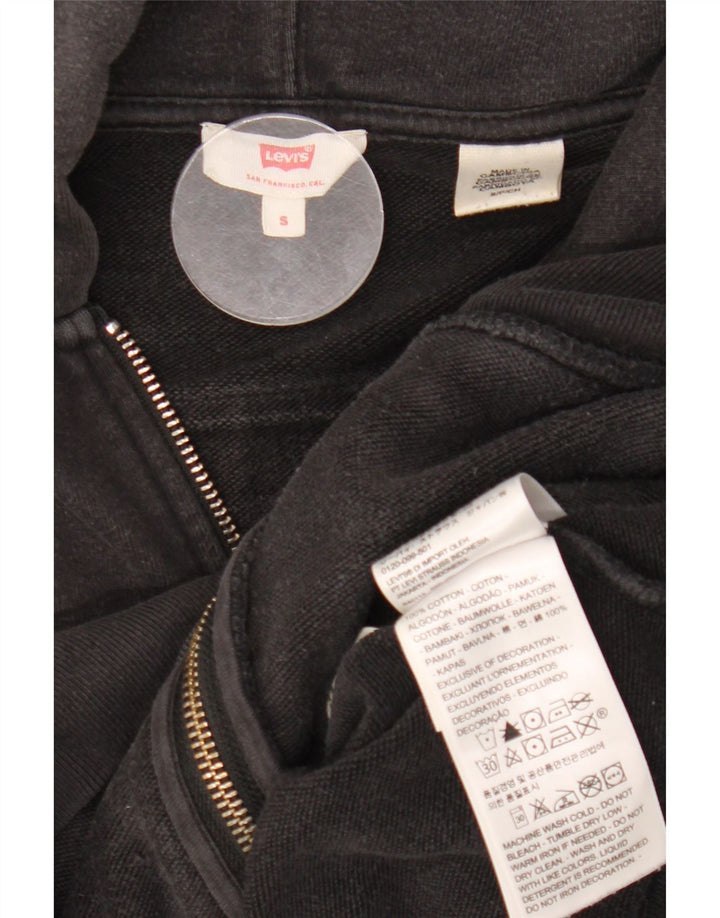 Levi's Womens Oversized Crop Zip Hoodie Sweater UK 10 Small Black