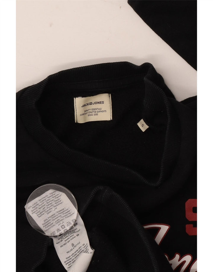 Jack & Jones Mens Graphic Sweatshirt Jumper Small Black Cotton