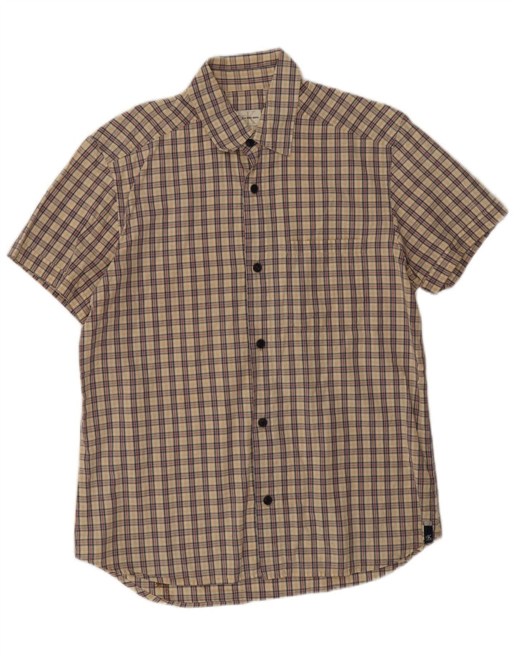 Calvin Klein Jeans Mens Short Sleeve Shirt Large Beige Check
