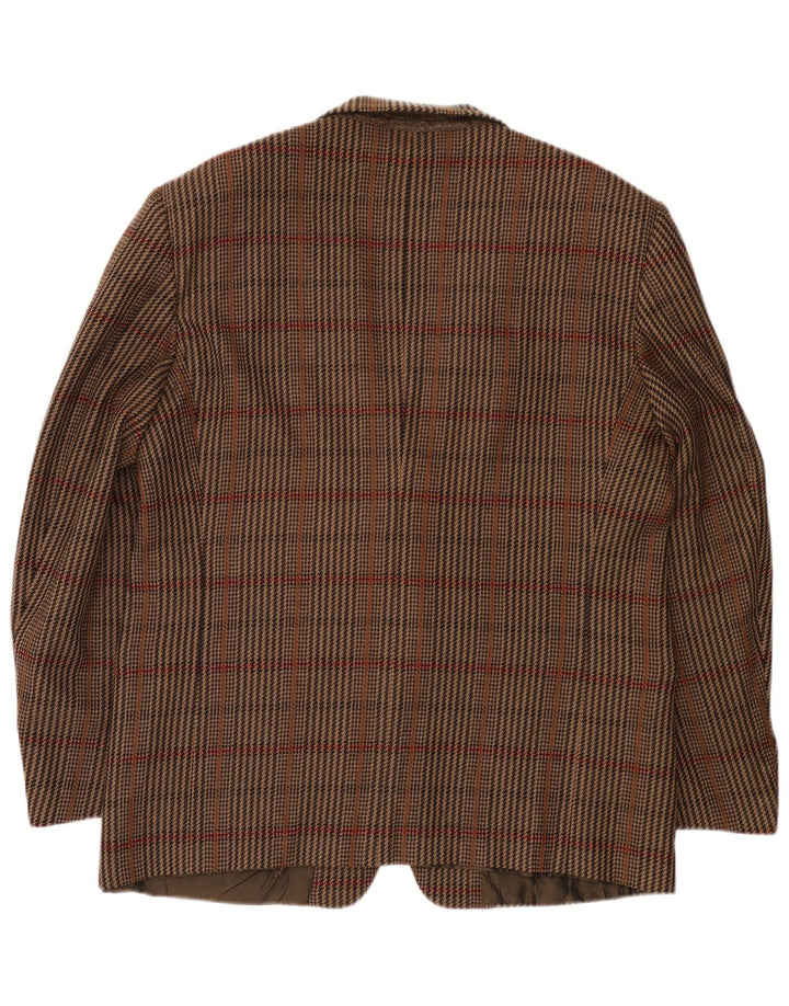 Yves Saint Laurent Mens 2 Button Blazer Jacket IT 56 3XL Brown Check Wool