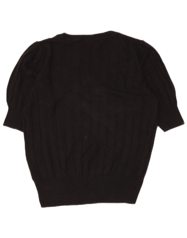 Marks & Spencer Womens Boat Neck Jumper Sweater UK 10 Small Black