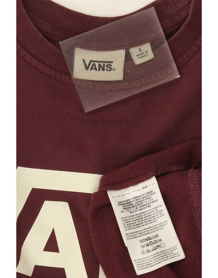 Vans Mens Graphic Sweatshirt Jumper Large Burgundy Cotton