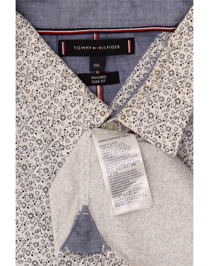 Tommy Hilfiger Mens Slim Fit Shirt 2XL Blue Floral Cotton