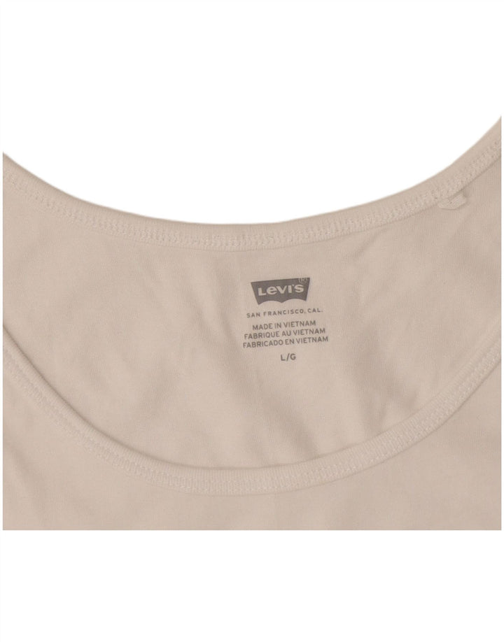 Levi's Womens Crop Graphic Vest Top UK 14 Large White Colourblock
