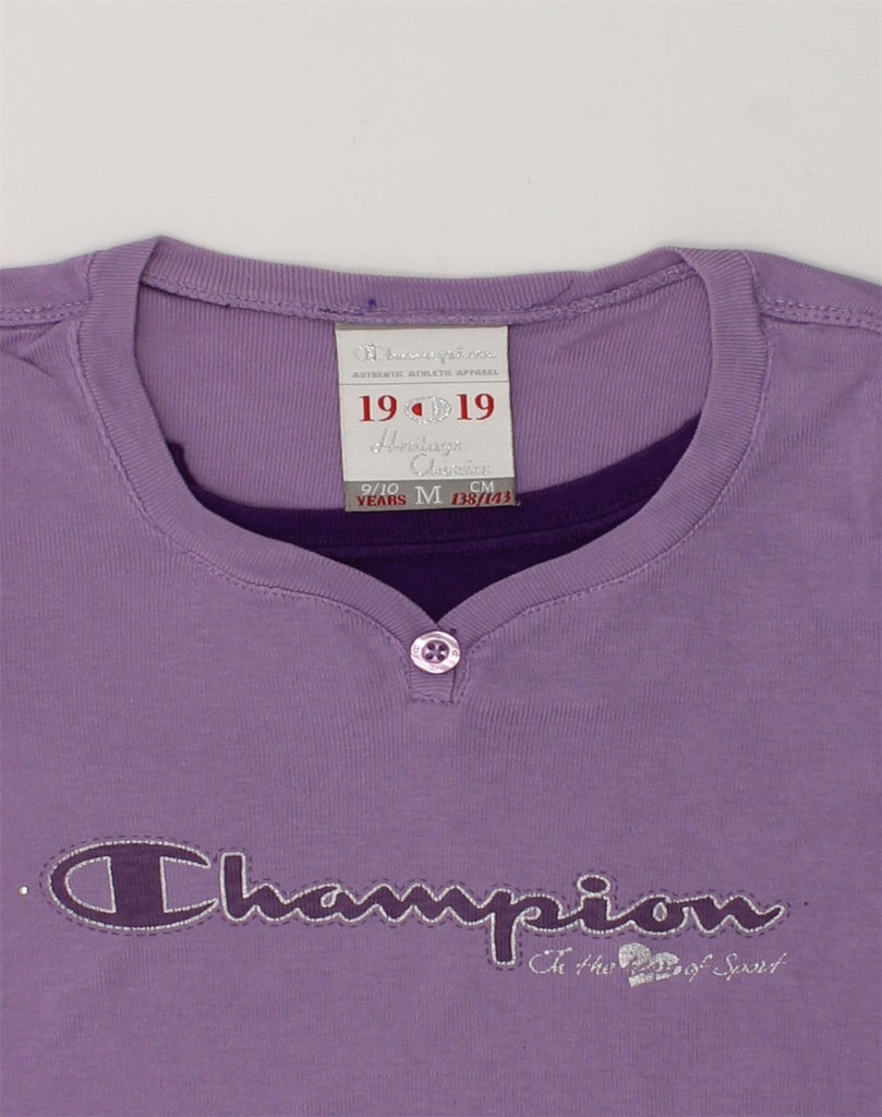 CHAMPION Girls Graphic T-Shirt Top 9-10 Years Medium Purple | Vintage Champion | Thrift | Second-Hand Champion | Used Clothing | Messina Hembry 