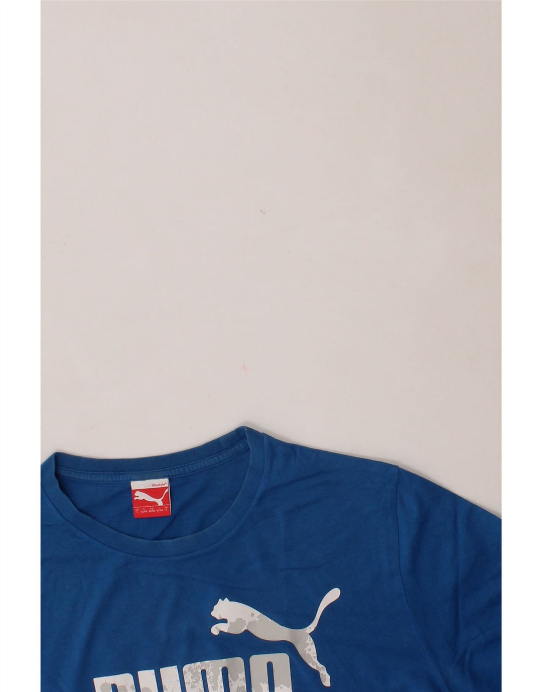 PUMA Mens Graphic T-Shirt Top Large Blue Cotton Vintage Puma and Second-Hand Puma from Messina Hembry 