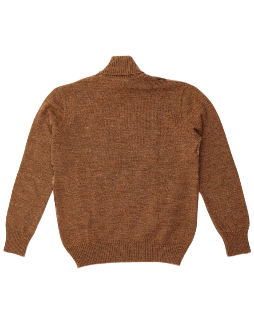 Vintage Mens Roll Neck Jumper Sweater Medium Brown Argyle/Diamond