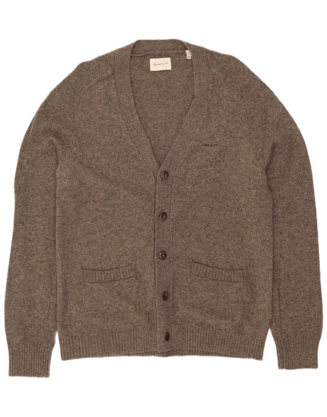 Gant Mens Cardigan Sweater Medium Grey Lambswool
