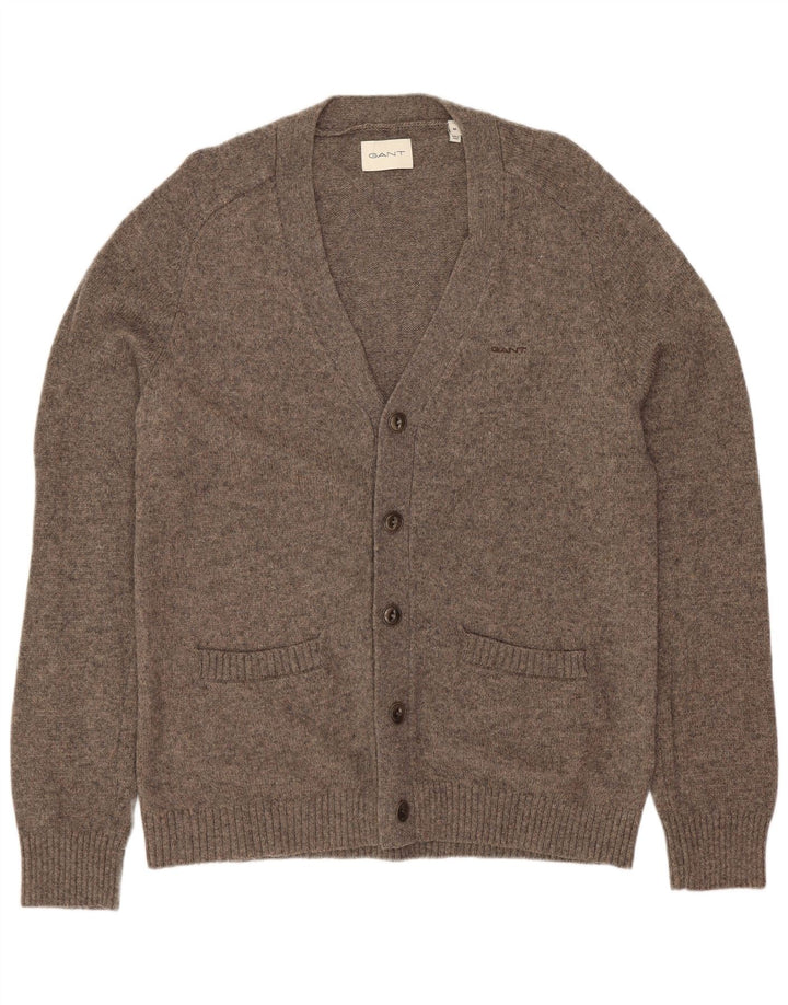 Gant Mens Cardigan Sweater Medium Grey Lambswool