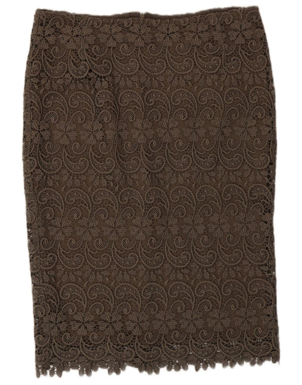 Marks & Spencer Womens Autograph Straight Skirt UK 12 Medium W30 Khaki