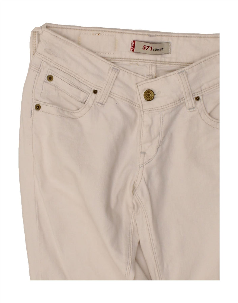 LEVI'S Womens 571 Slim Fit Slim Jeans W30 L34 White Cotton Classic Vintage Levi's and Second-Hand Levi's from Messina Hembry 