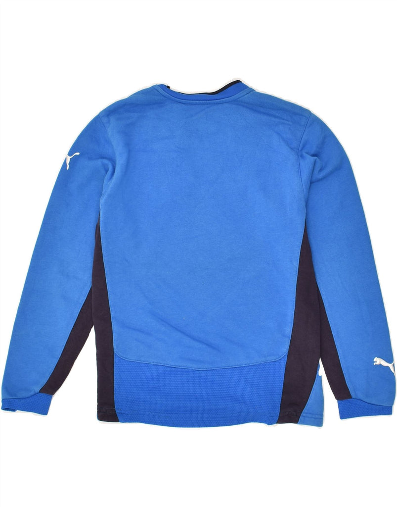 PUMA Boys Sweatshirt Jumper 9-10 Years Blue Colourblock | Vintage Puma | Thrift | Second-Hand Puma | Used Clothing | Messina Hembry 