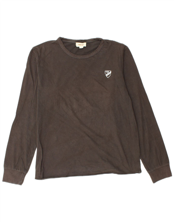 DIESEL Mens Top Long Sleeve Medium Brown Cotton