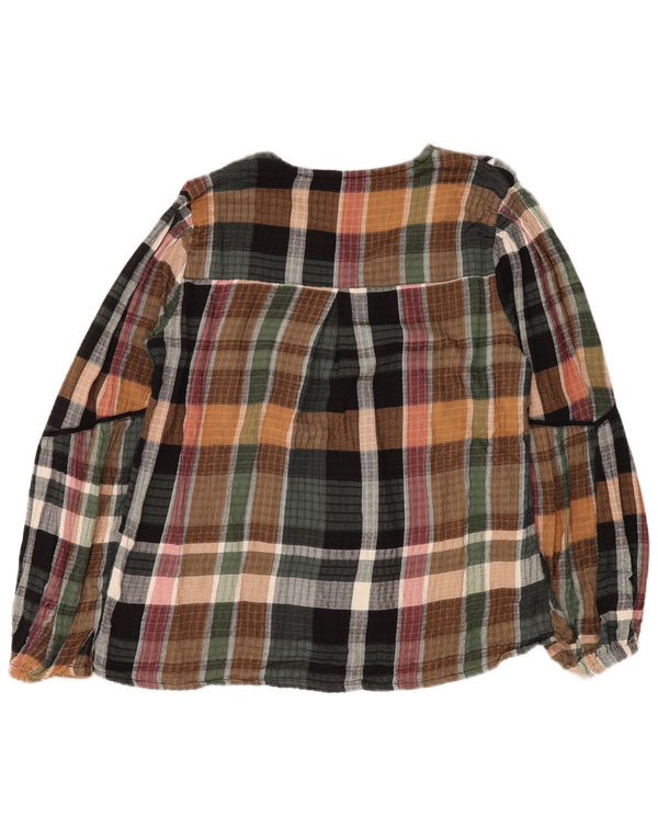FAT FACE Womens Long Sleeve Blouse Top UK 12 Medium Multicoloured Check