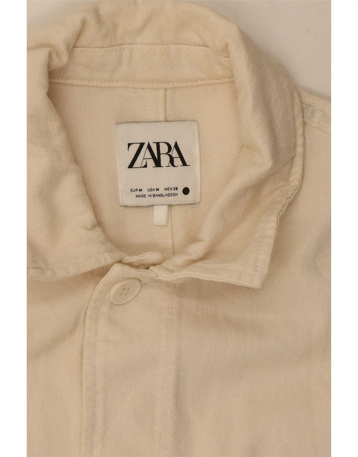Zara Womens Utility Jacket UK 14 Medium Off White Cotton