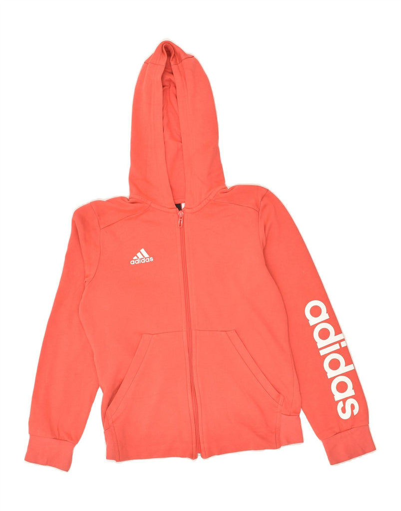 ADIDAS Boys Graphic Zip Hoodie Sweater 12-13 Years Orange | Vintage Adidas | Thrift | Second-Hand Adidas | Used Clothing | Messina Hembry 