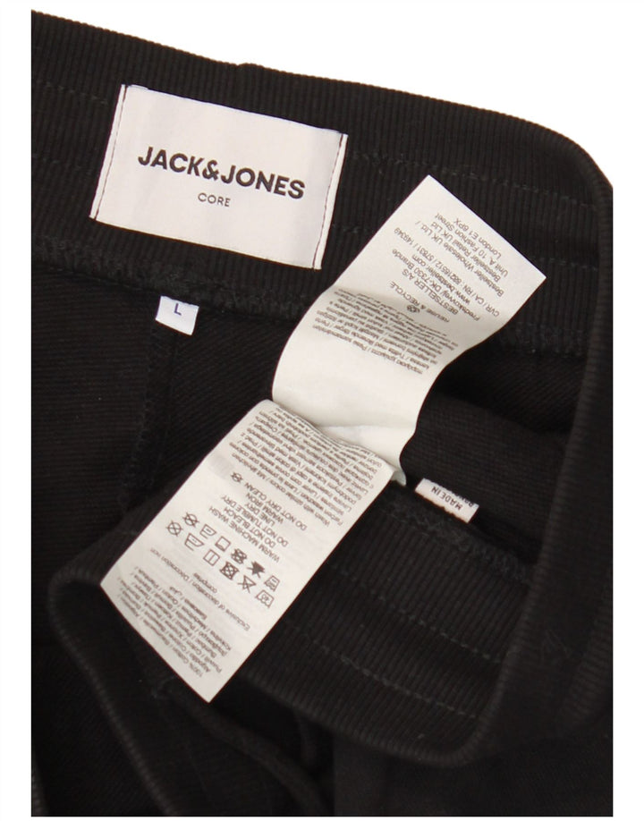 JACK & JONES Mens Tracksuit Trousers Joggers Large Black Cotton