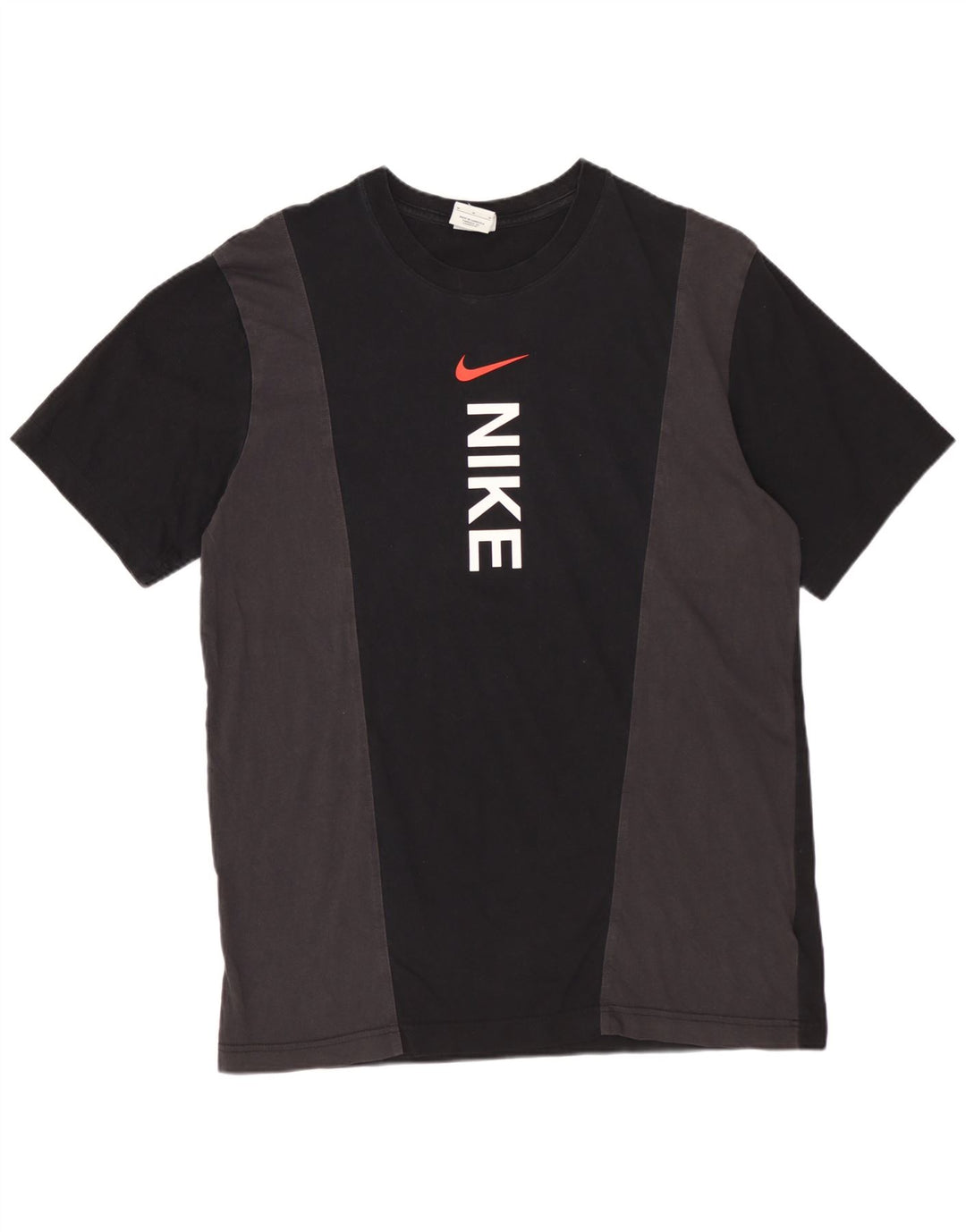 NIKE Mens Graphic T-Shirt Top Medium Black Colourblock Cotton