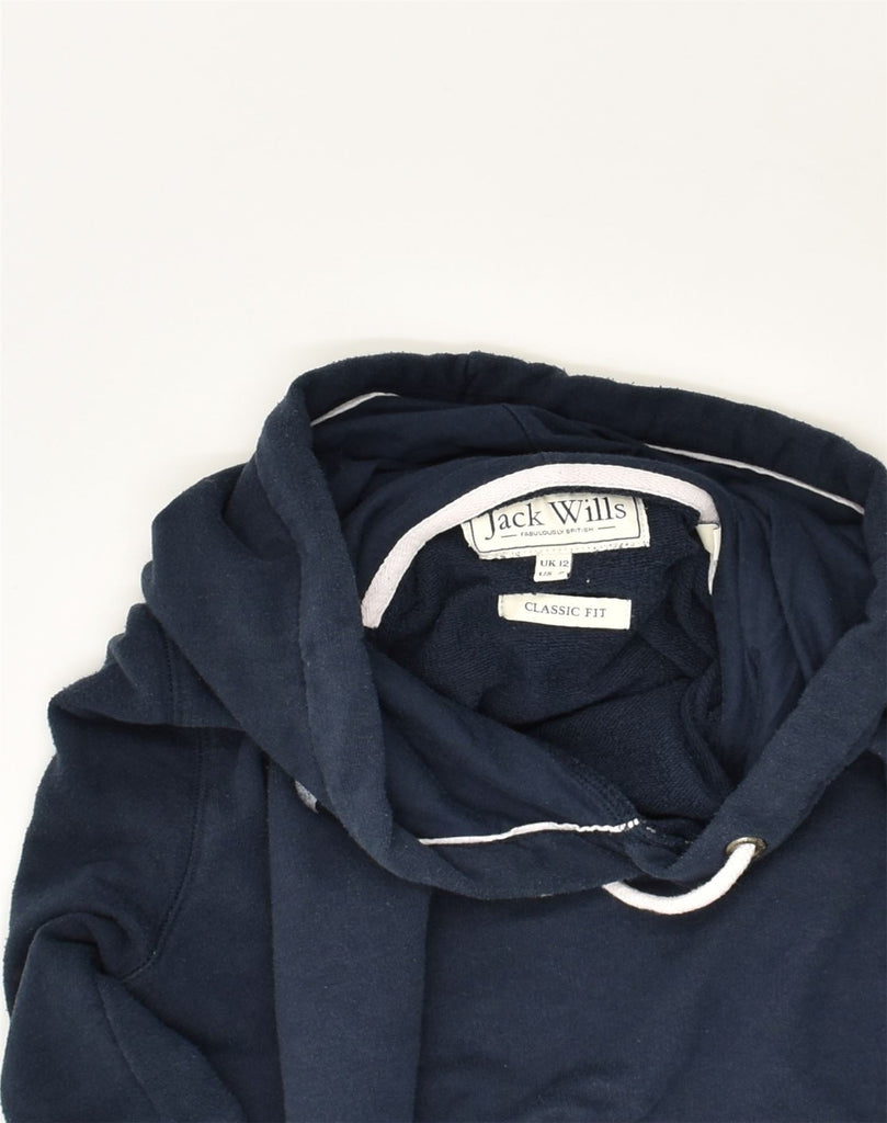 JACK WILLS Womens Classic Fit Graphic Hoodie Jumper UK 12 Medium Navy Blue | Vintage Jack Wills | Thrift | Second-Hand Jack Wills | Used Clothing | Messina Hembry 