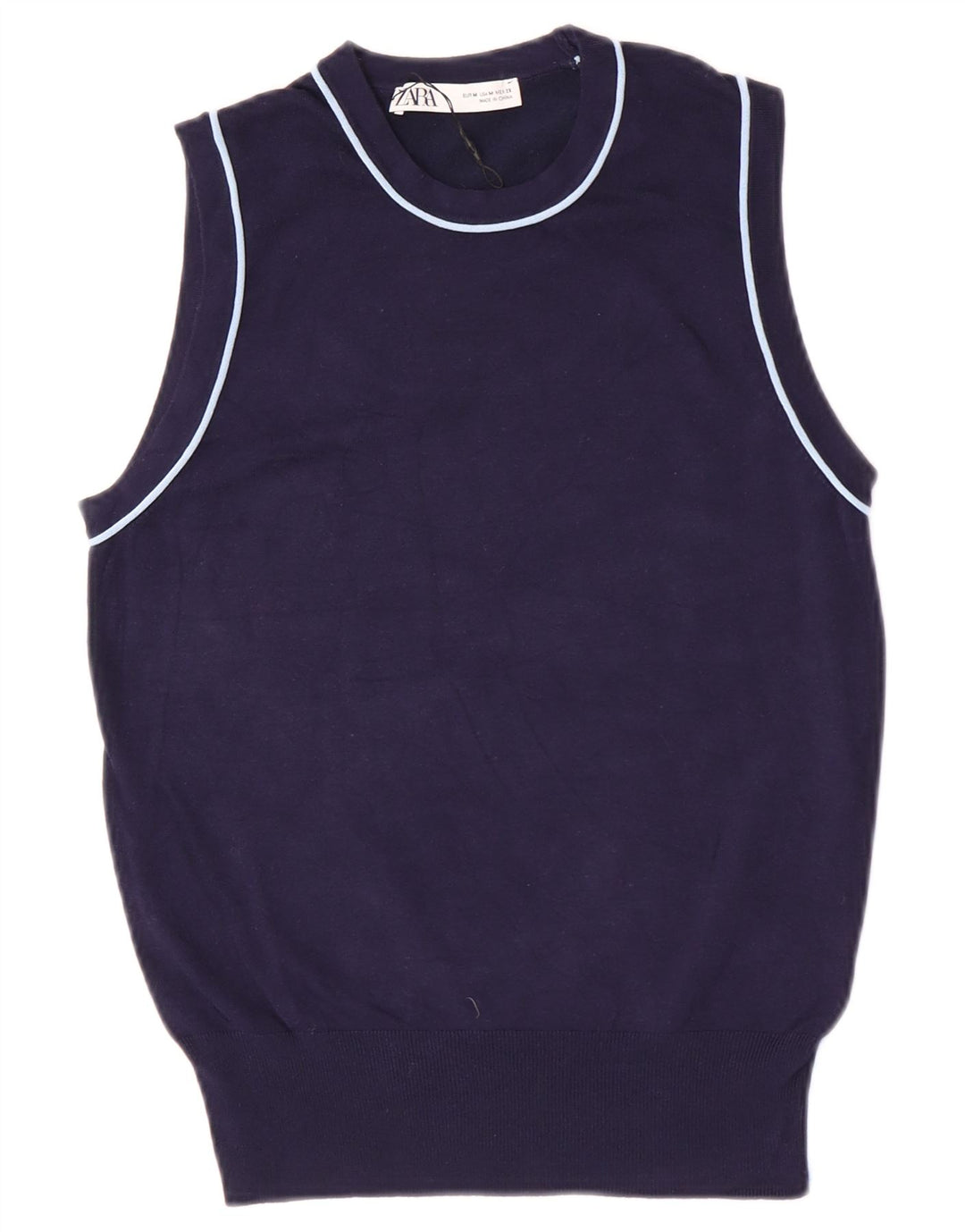 Zara Womens Vest Tank Top UK 12 Medium Navy Blue Viscose