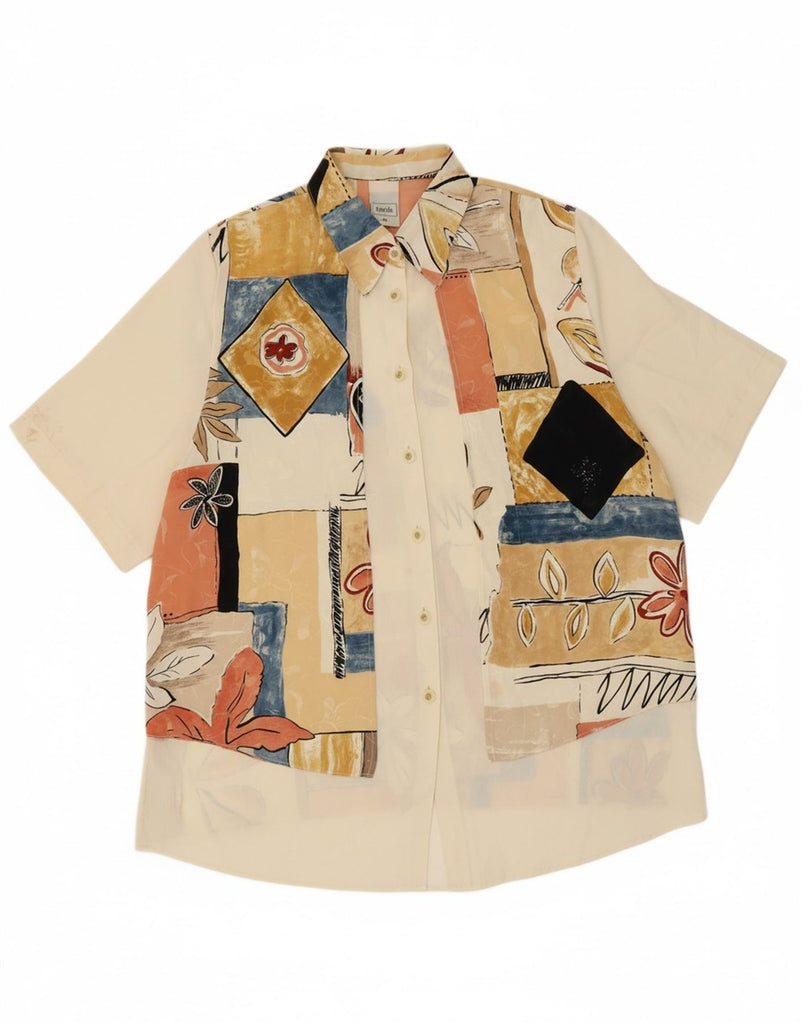 CANDA Womens Oversized Short Sleeve Shirt Blouse EU 44 XL Off White Floral Vintage Canda and Second-Hand Canda from Messina Hembry 